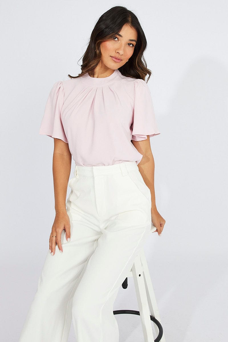 Pink Top Short Sleeve for Ally Fashion