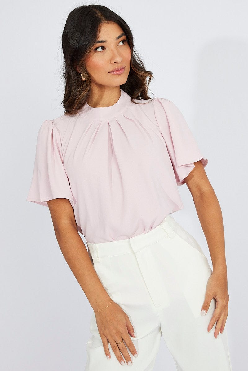 Pink Top Short Sleeve for Ally Fashion