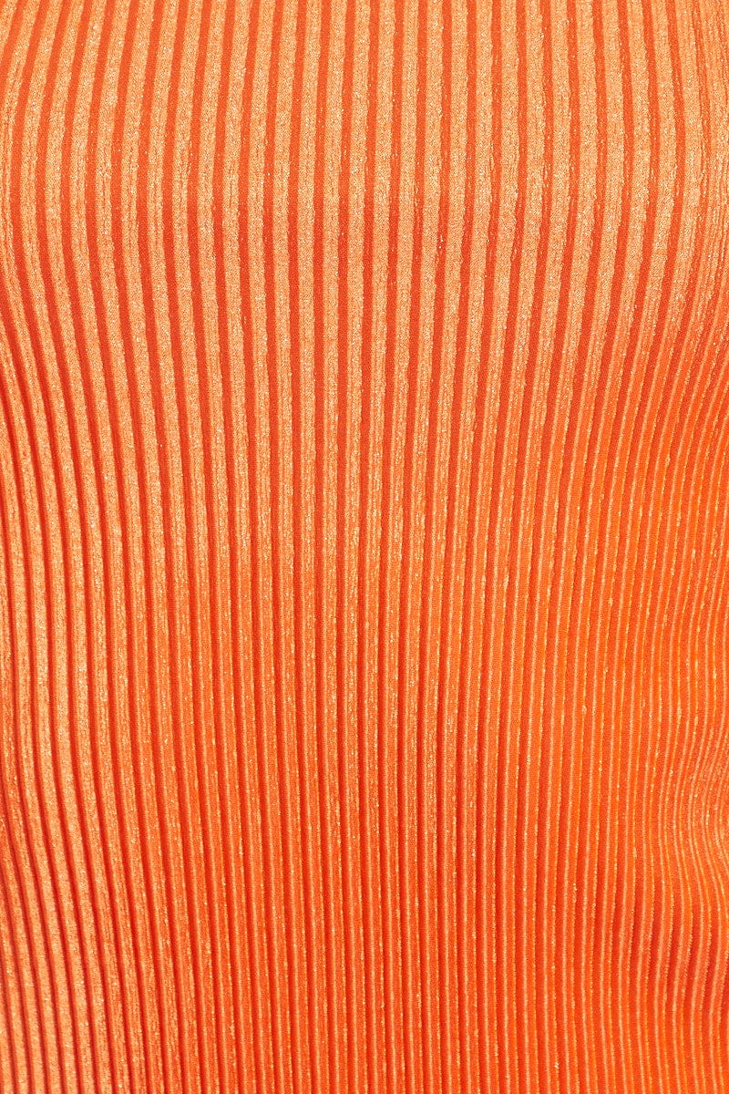 Orange Halter Plisse Top for Ally Fashion