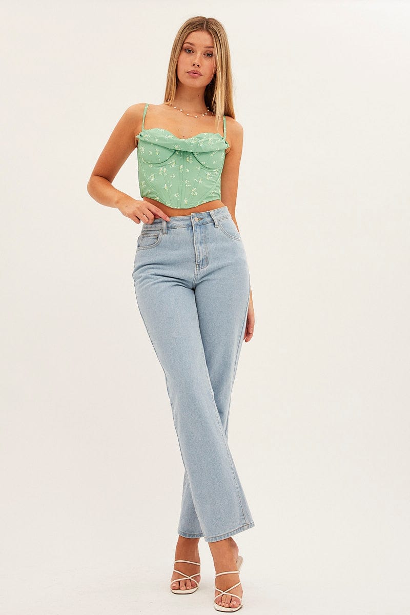 Green Corset Style Crop Top for Ally Fashion