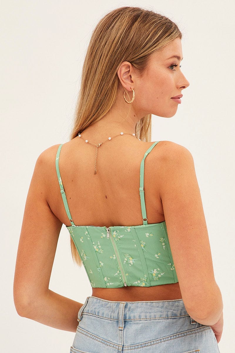 Green Corset Style Crop Top for Ally Fashion