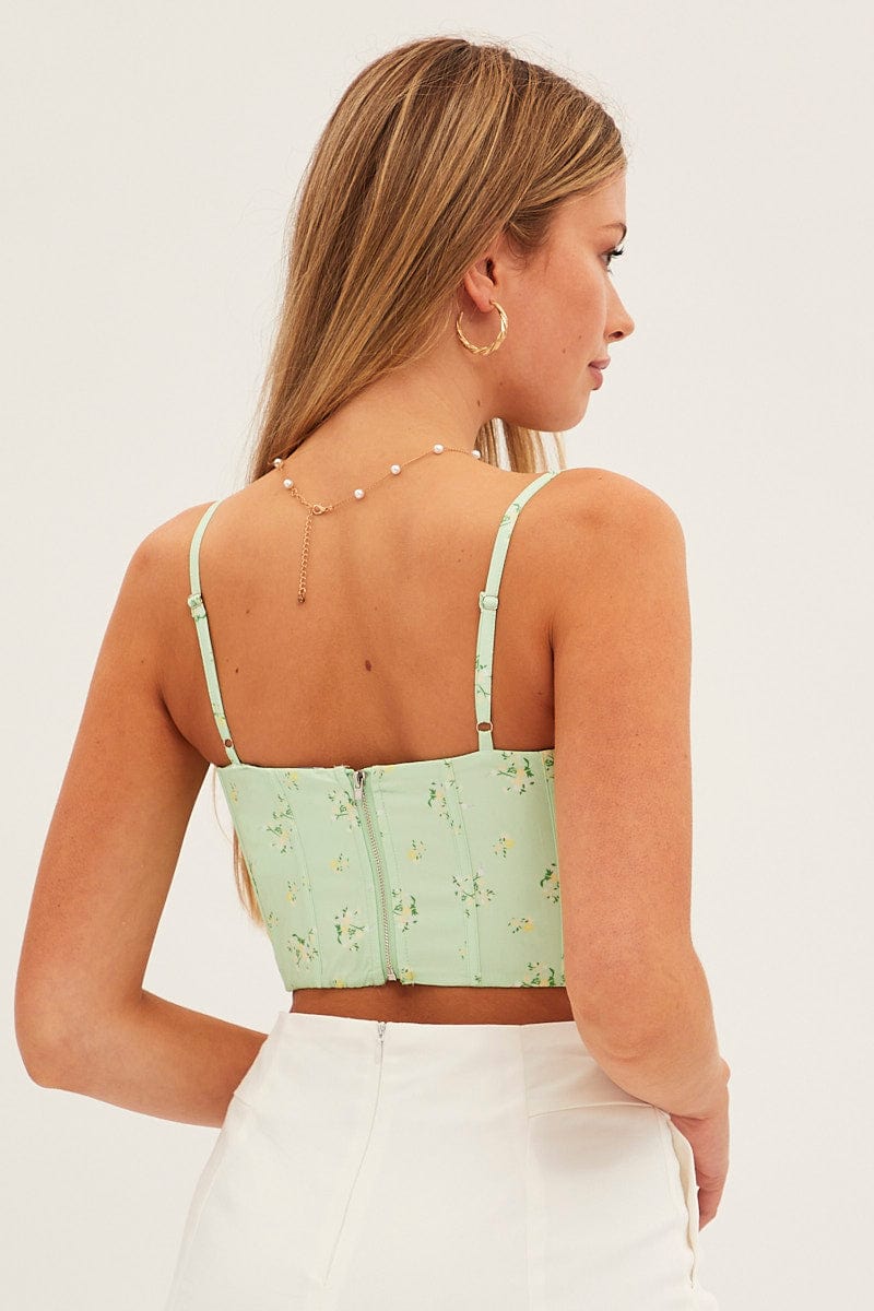 Green Corset Style Crop Top for Ally Fashion