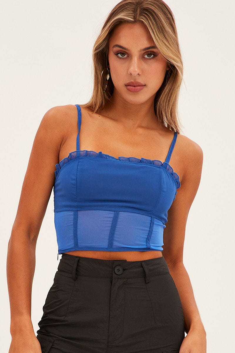 Blue Sleeveless Cami Top for Ally Fashion