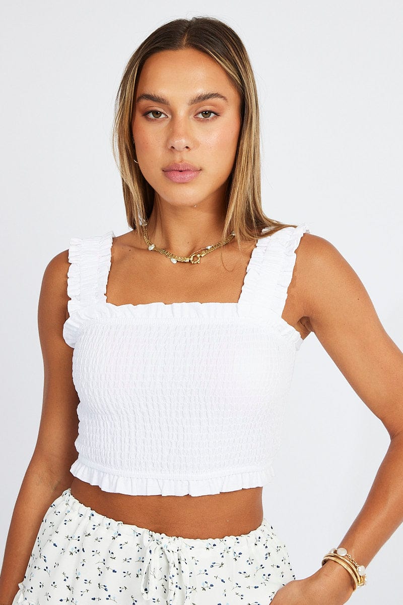 White Crop Top Sleeveless for Ally Fashion