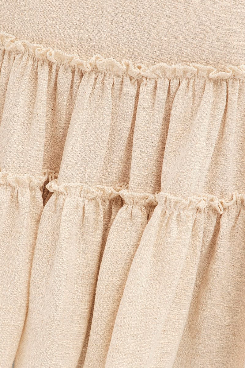 Beige Ruffle Tiered Top for Ally Fashion