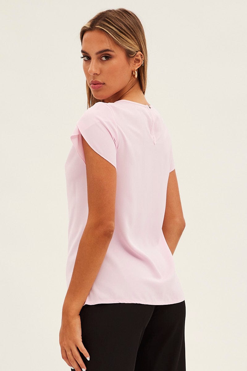 Pink Pleat Detail Workwear Top for Ally Fashion