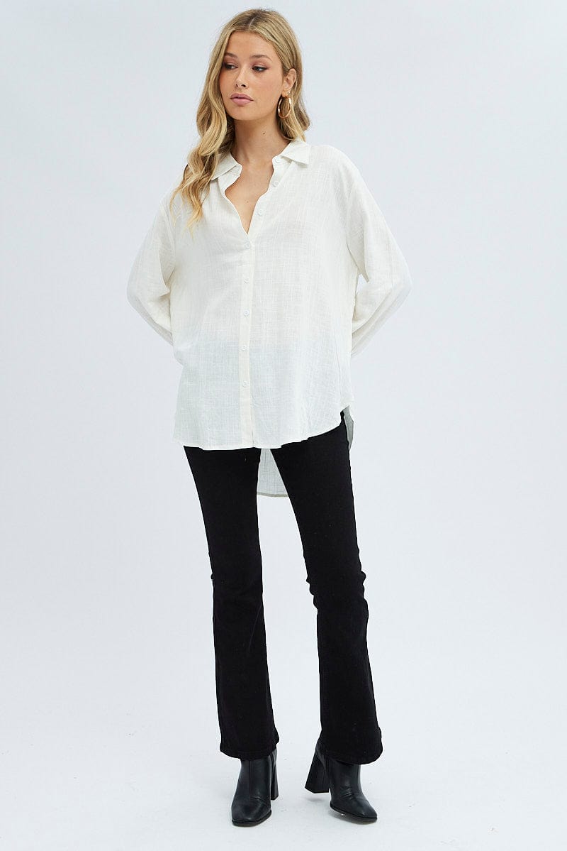 White Shirt Long Sleeve Collar for Ally Fashion