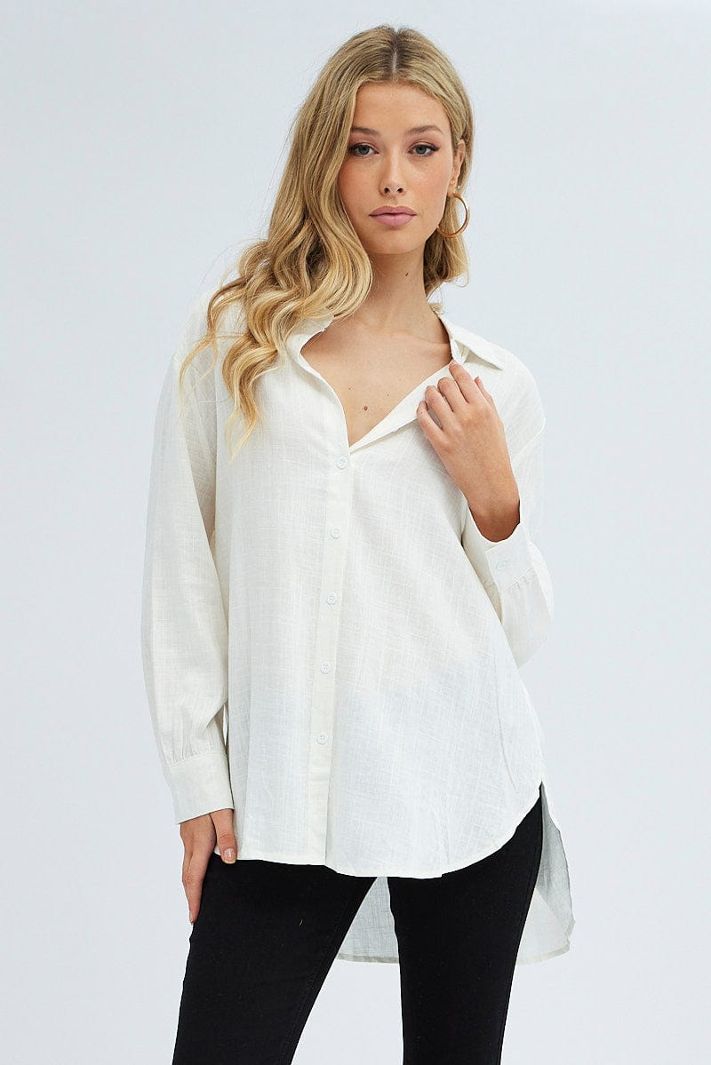 White Shirt Long Sleeve Collar for Ally Fashion