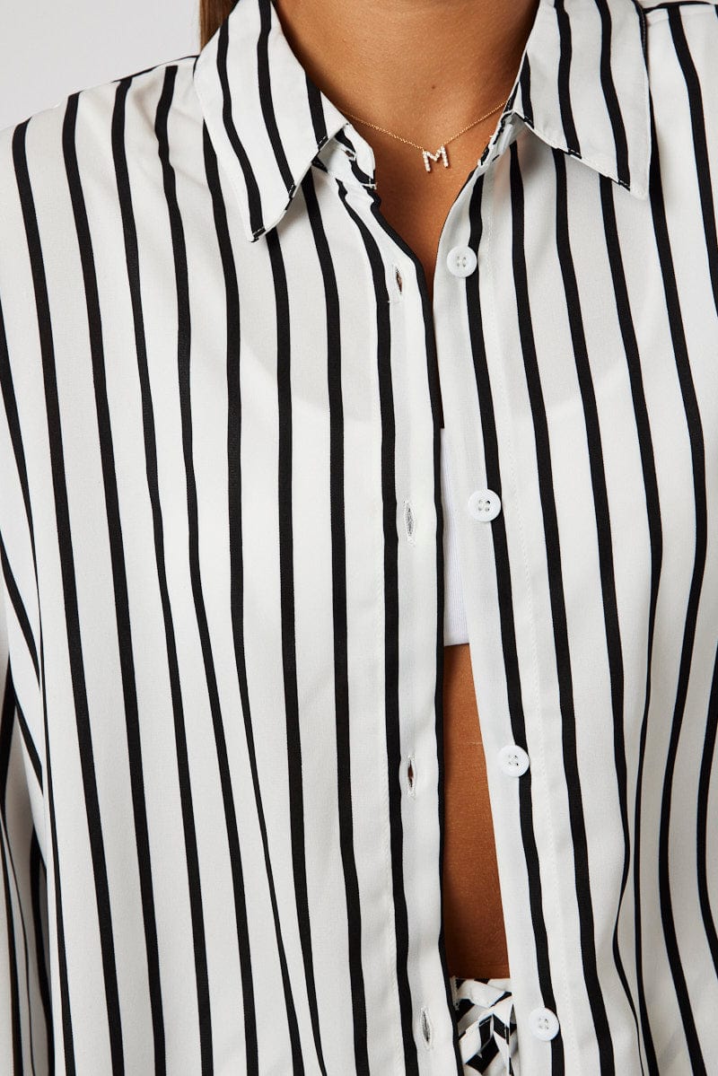 White Stripe Relaxed Shirt Long Sleeve for Ally Fashion