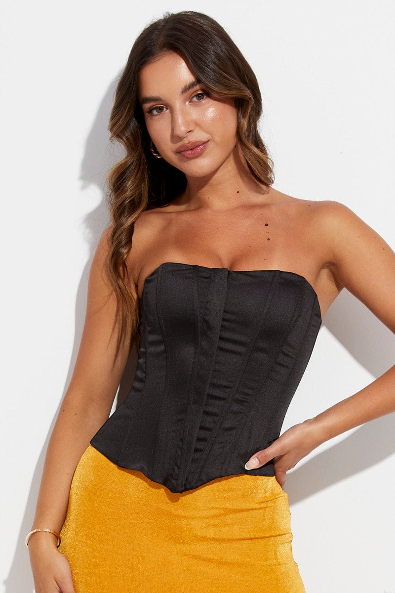 Black Bandeau Top Crop for Ally Fashion