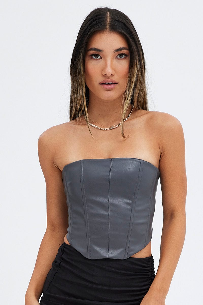 Grey Corset Top Crop for Ally Fashion