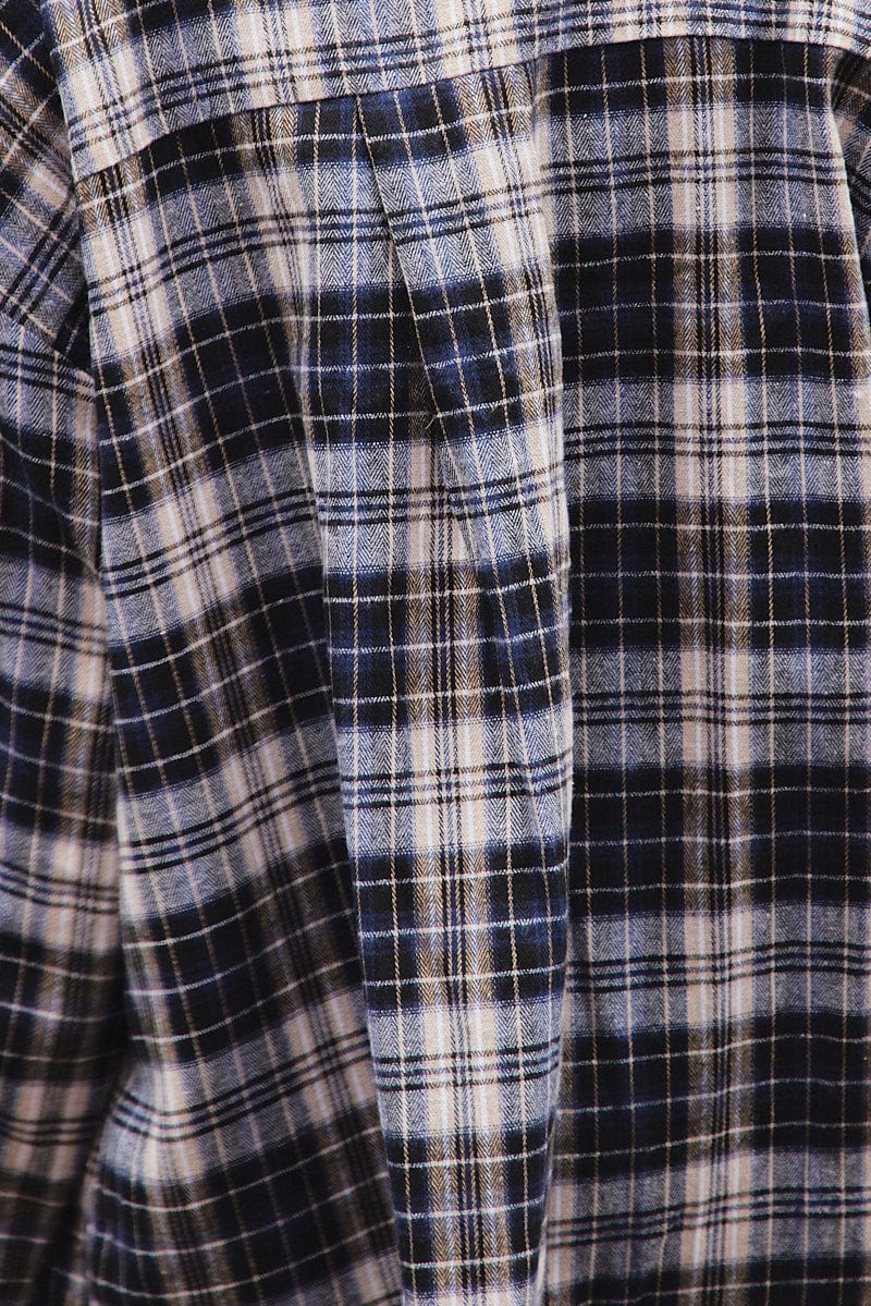 Black Check Shirt Long Sleeve Collar Check for Ally Fashion