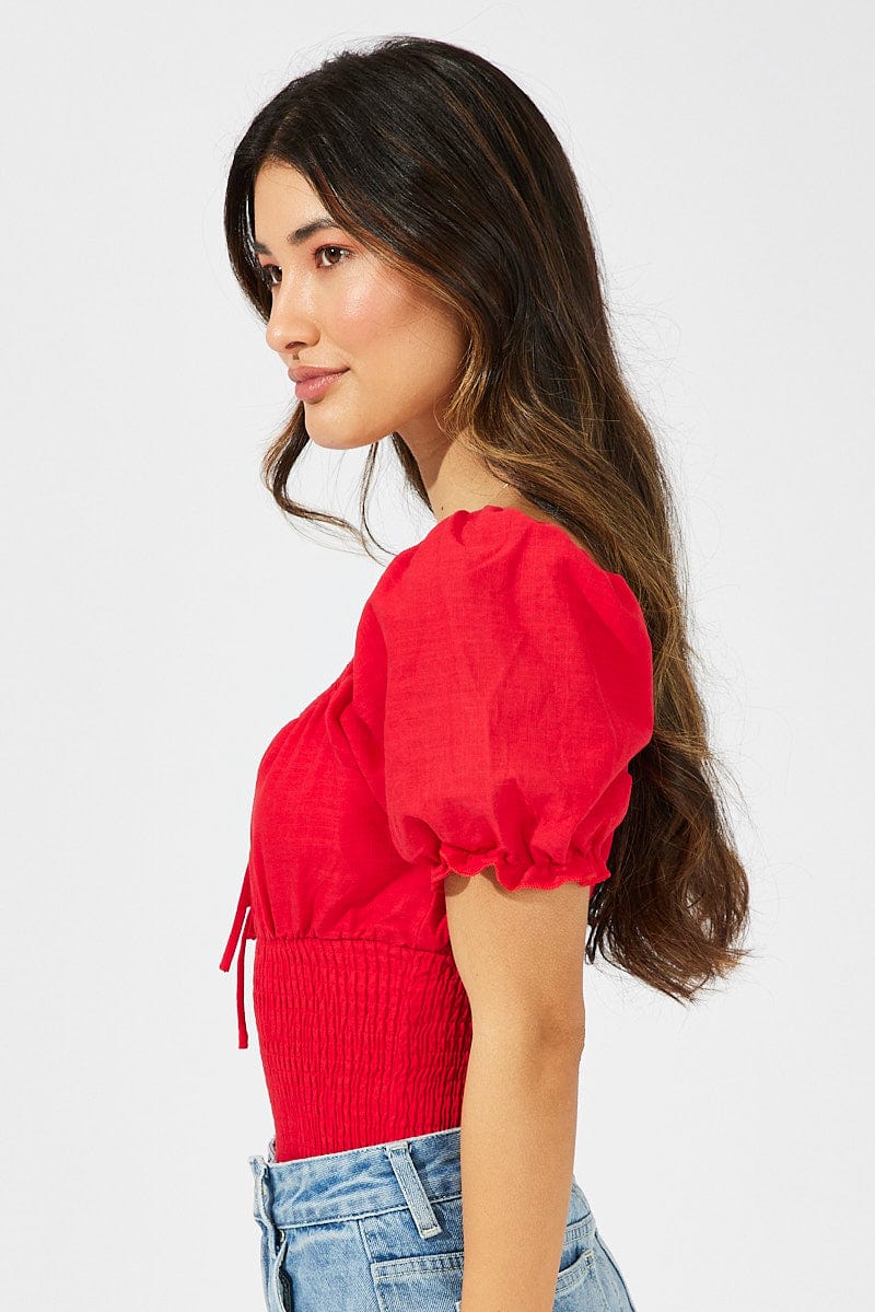 Red Bodysuit Short Sleeve for Ally Fashion