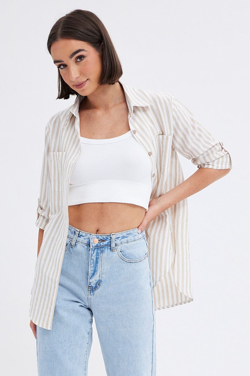 Stripe Collared Long Sleeve Button Up Shirt for Ally Fashion