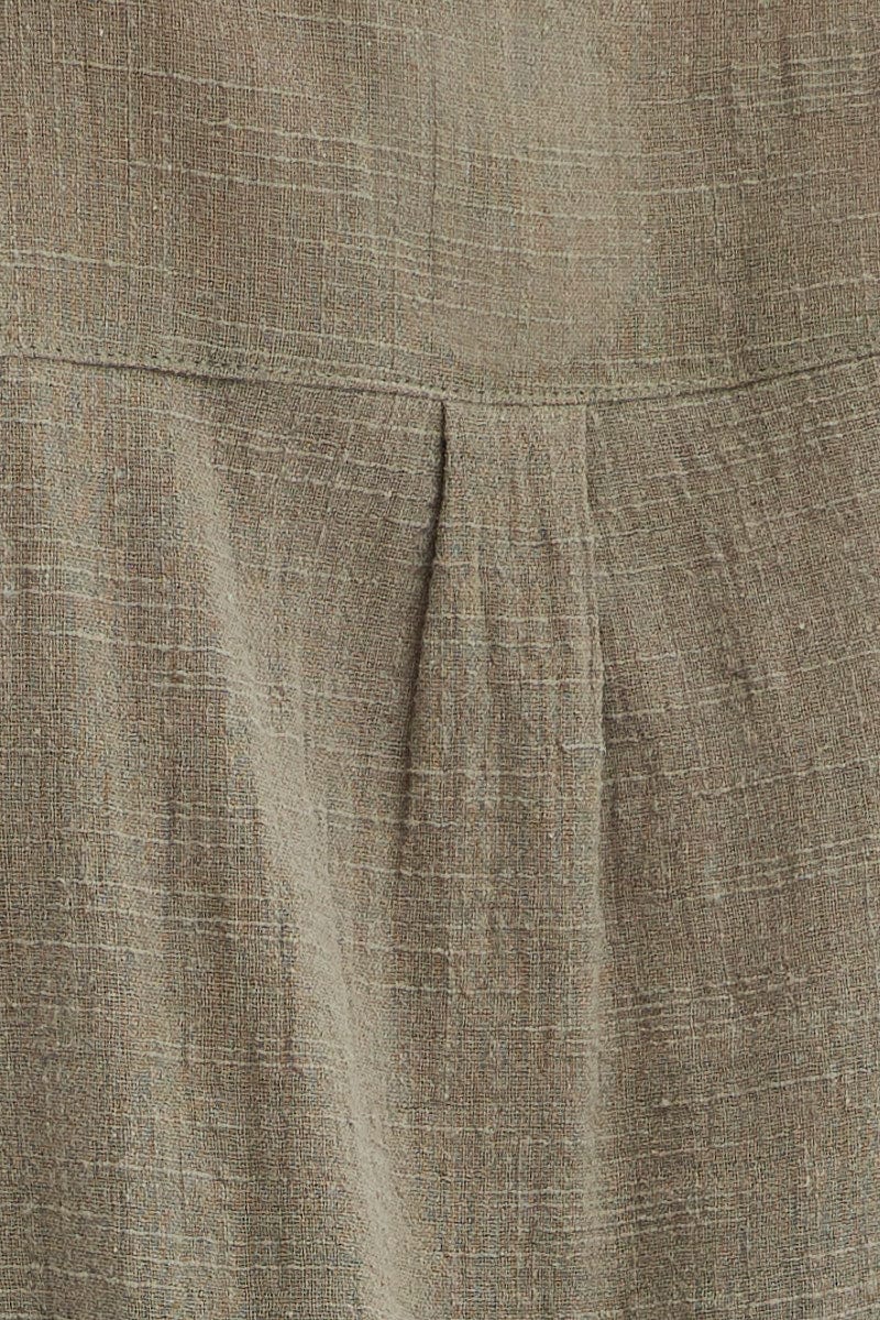Green Textured Cotton Short Sleeve Collared Shirt | Ally Fashion