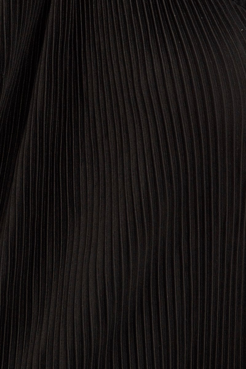 Black Plisse Bodysuit Twist Halter Sleeveless for Ally Fashion