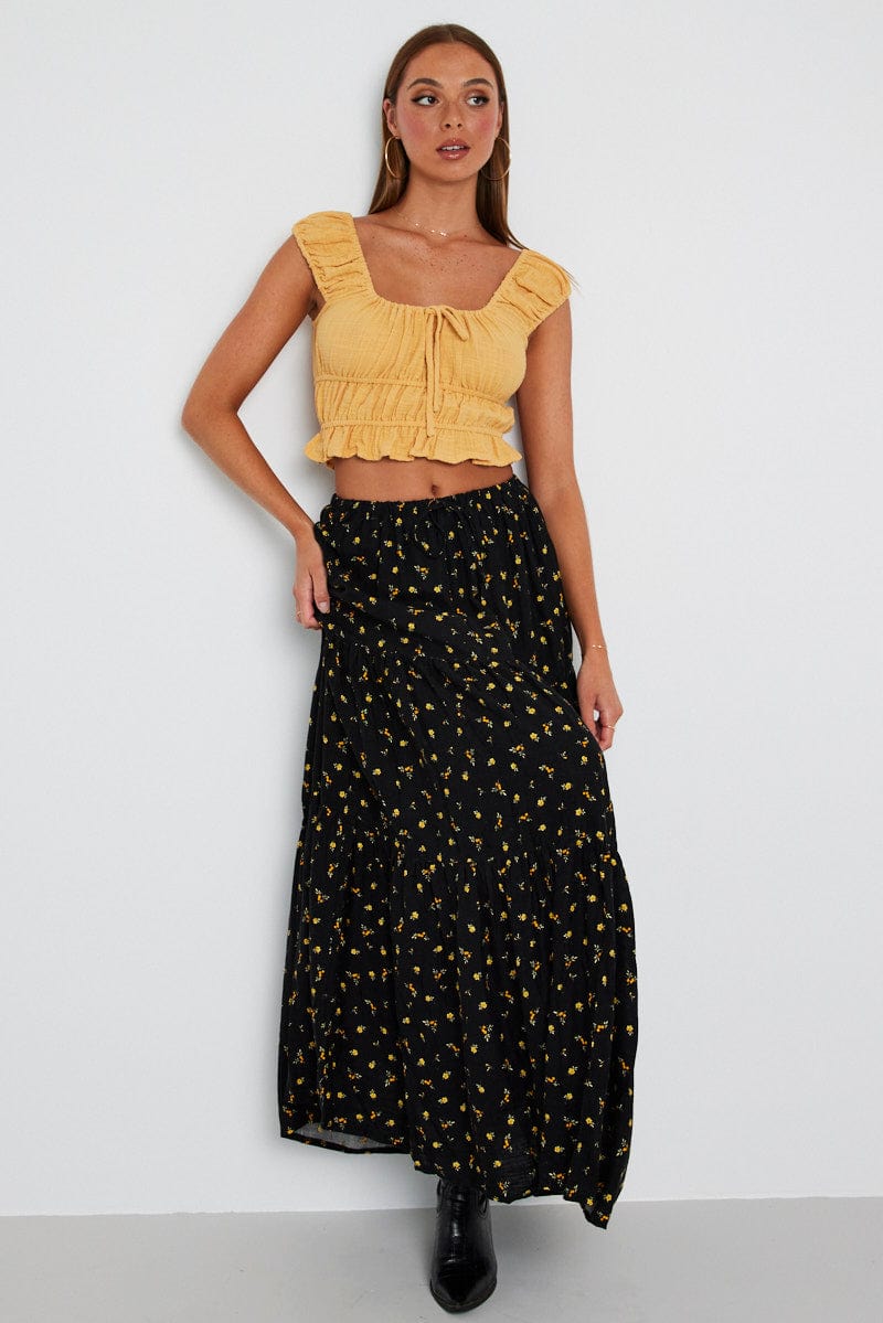 Yellow Crop Top Short Sleeve for Ally Fashion