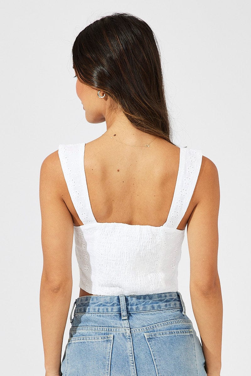 White Corset Top Front Tie for Ally Fashion