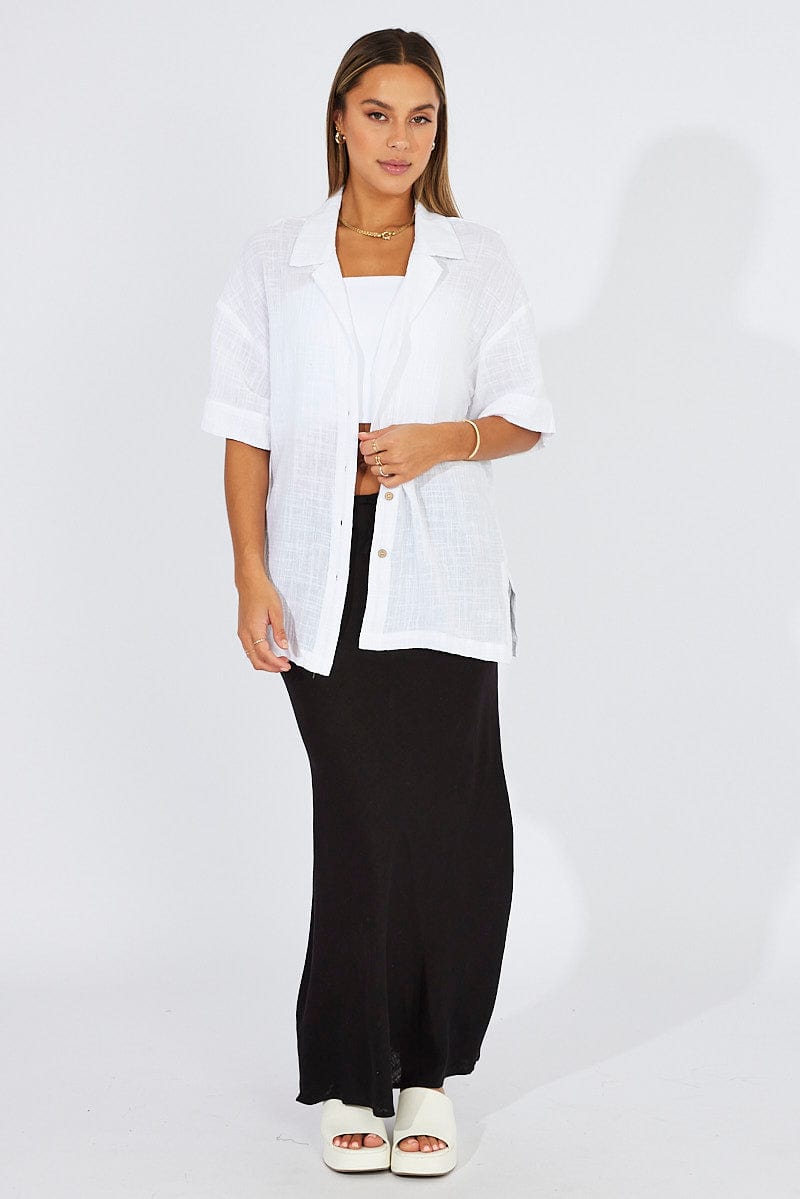 White Shirt Short Sleeve Collared Neck for Ally Fashion