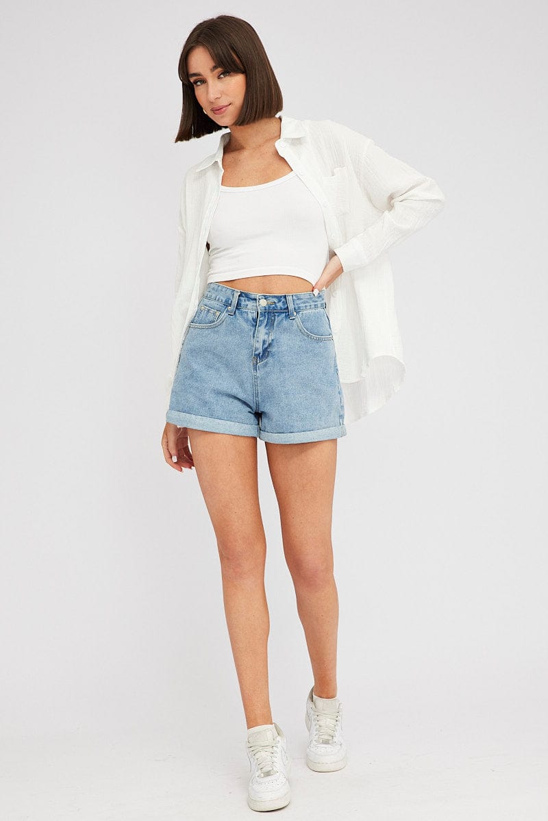 White Oversized Shirt Long sleeve Collared Neck for Ally Fashion