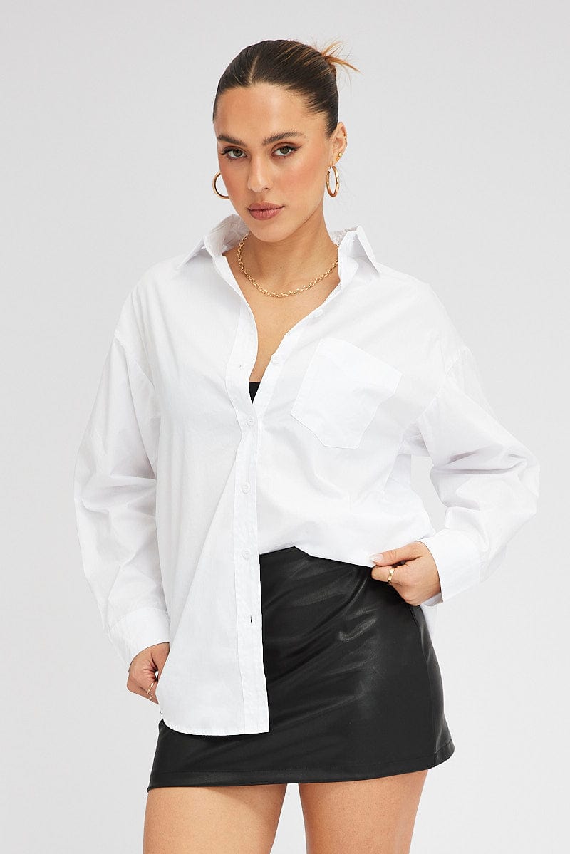 White Shirt Long Sleeve Collared Neck for Ally Fashion