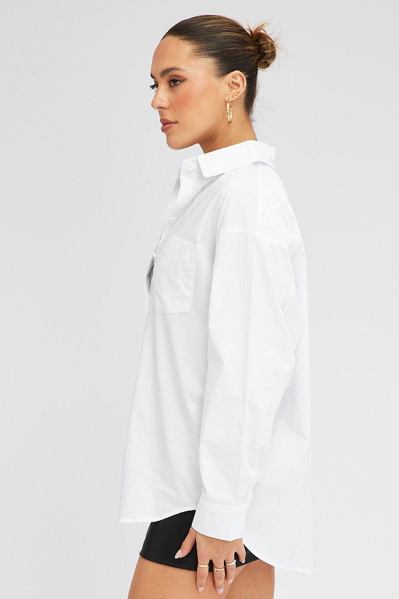 White Shirt Long Sleeve Collared Neck for Ally Fashion