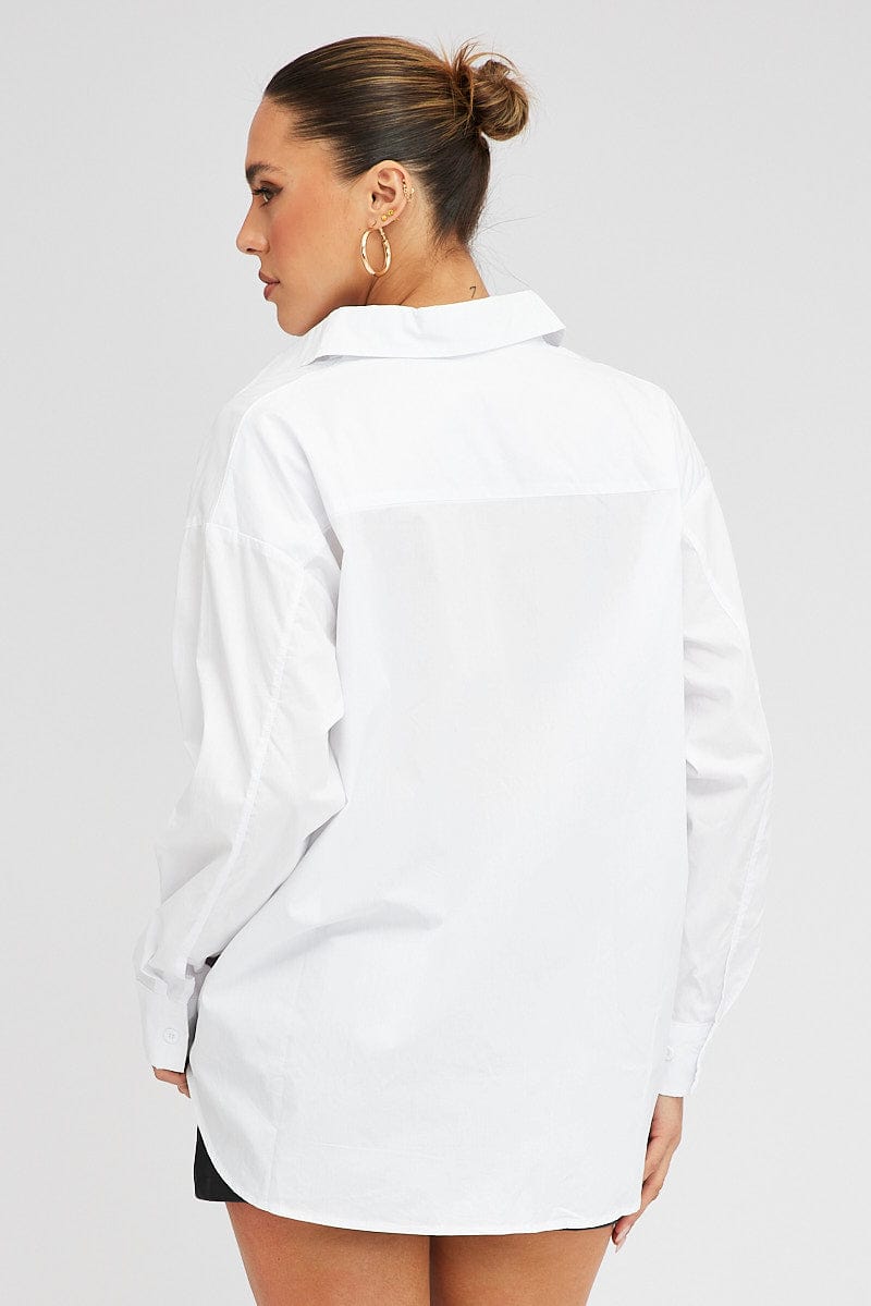 White Shirt Long Sleeve Collared Neck for Ally Fashion