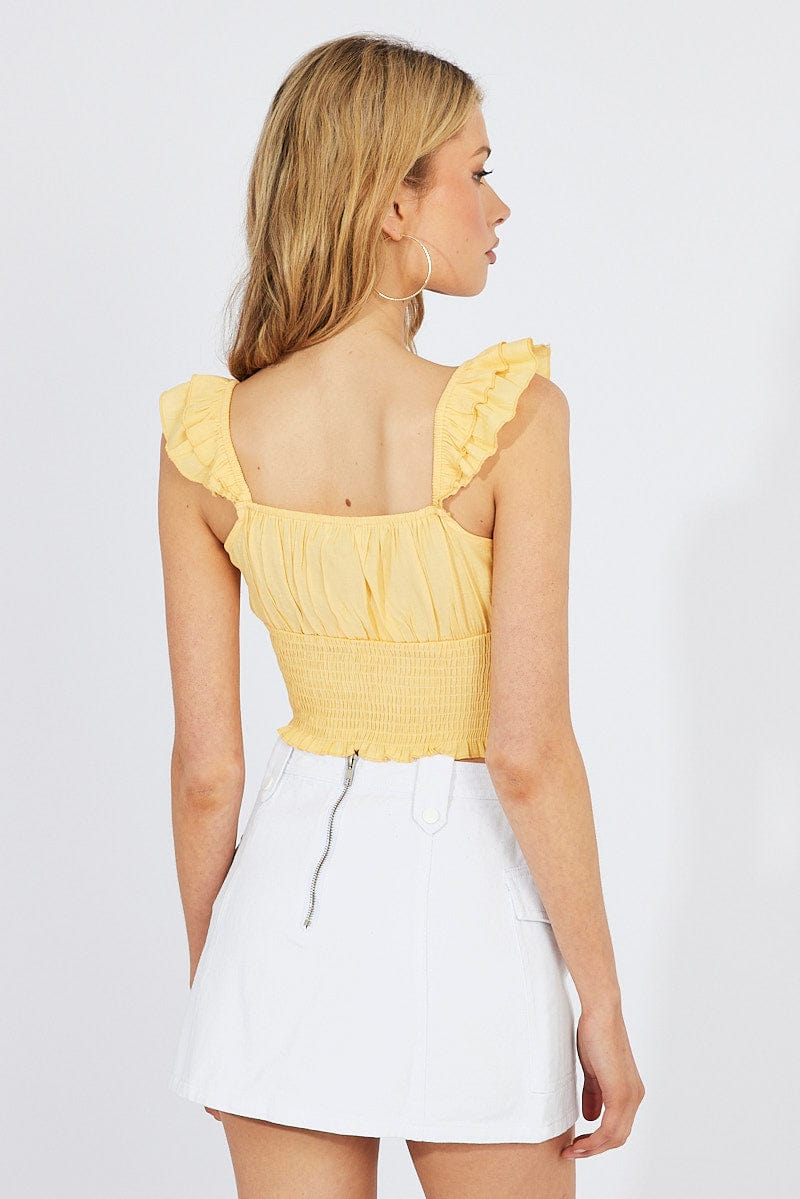 Yellow Crop Top Sleeveless for Ally Fashion