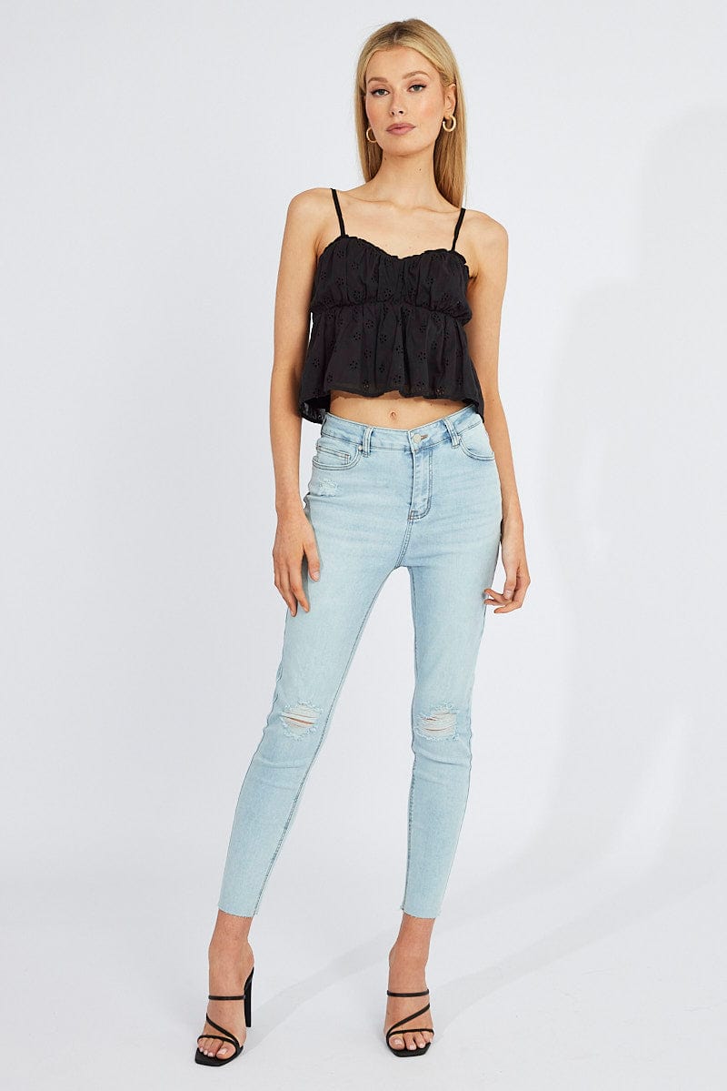 Black Eyelet Cami Top for Ally Fashion