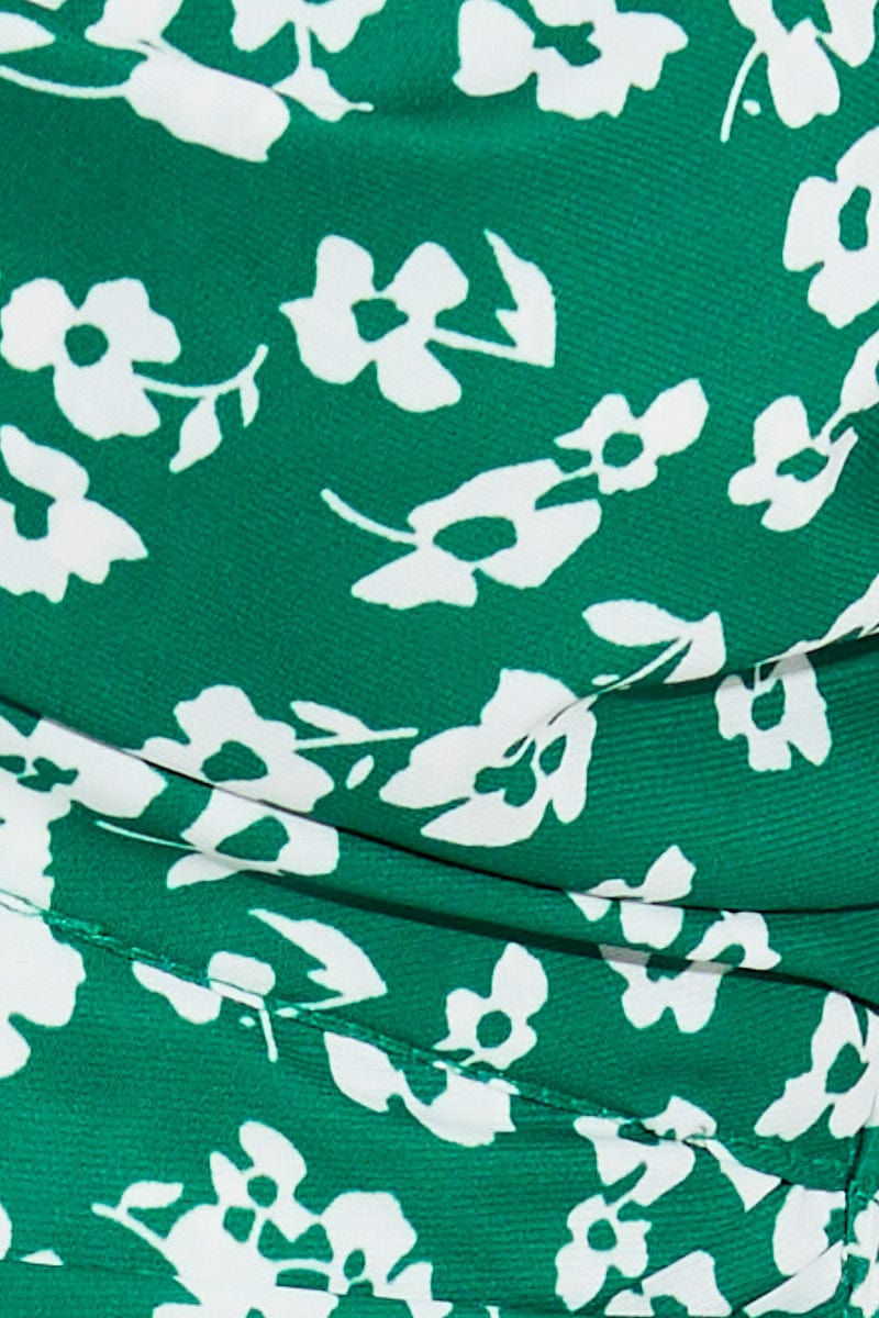 Green Ditsy Twist Top Cut Out Crop for Ally Fashion