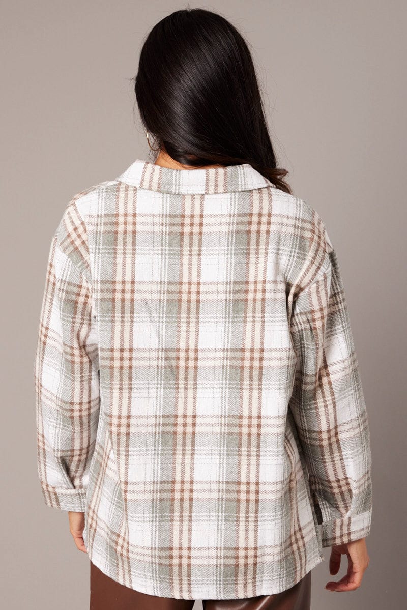 Green Check Relaxed Shirt Long Sleeve for Ally Fashion