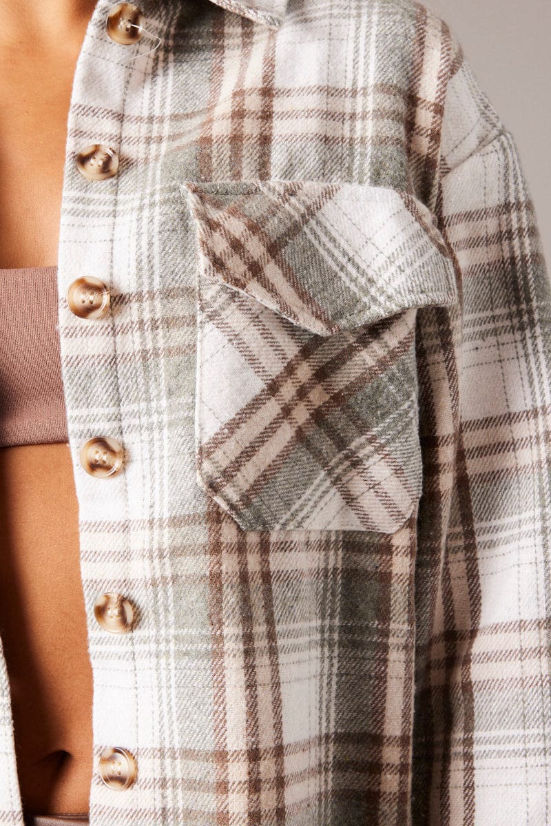 Green Check Relaxed Shirt Long Sleeve for Ally Fashion