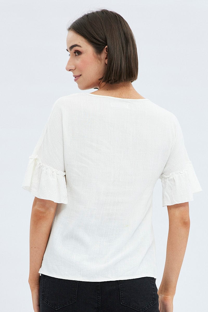 White Peplum Top Short Sleeve for Ally Fashion