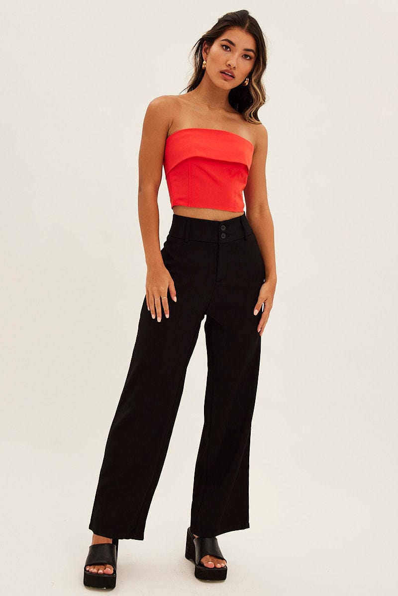 Orange Bandeau Top Sleeveless Strapless Crop for Ally Fashion