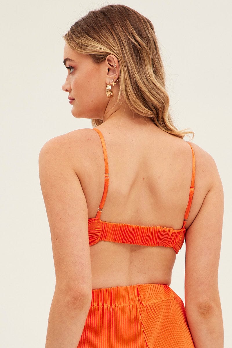 Orange Plisse Bralet Ring Detail for Ally Fashion