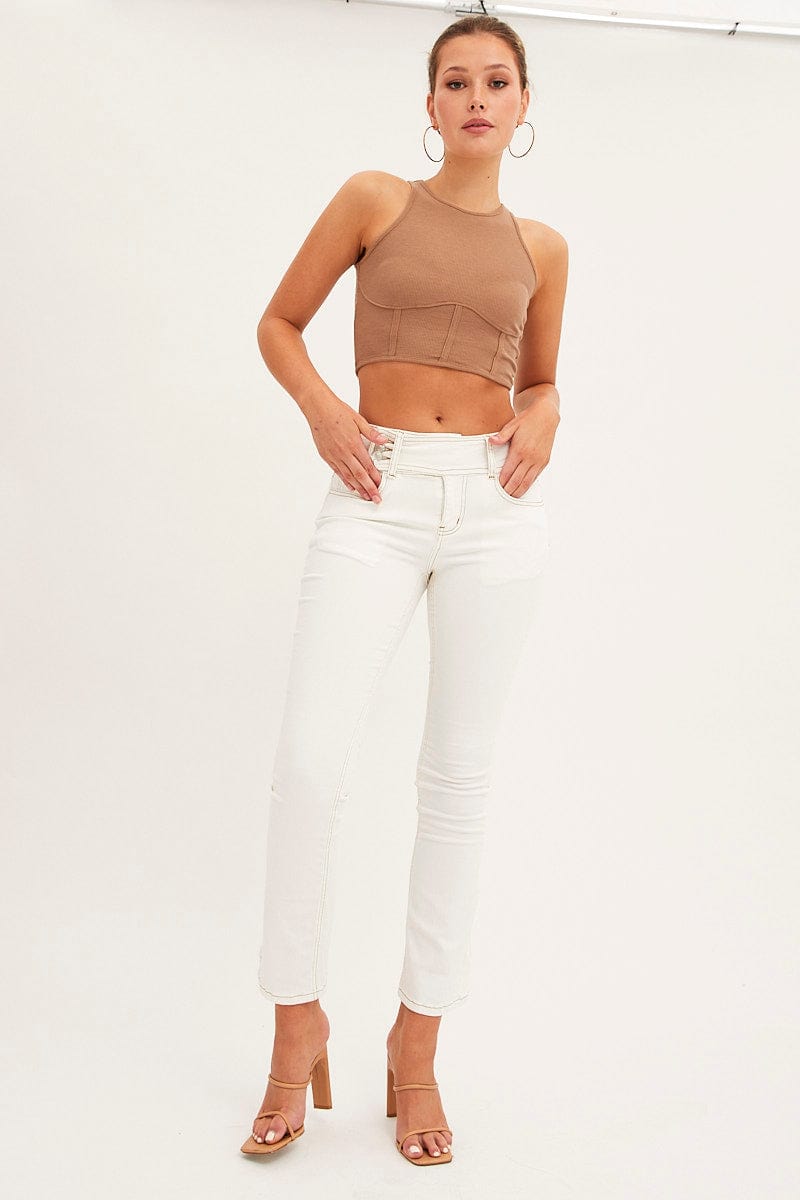 White Flare Jeans Low Waist