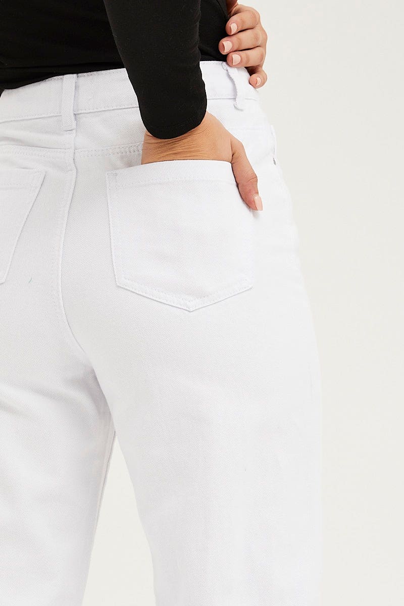 WIDE LEG JEAN White Wide Leg Denim Jeans High Rise for Women by Ally