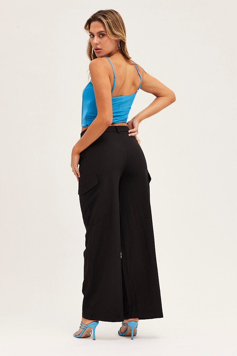 WIDE LEG PANTS Black Cargo Pant for Women by Ally