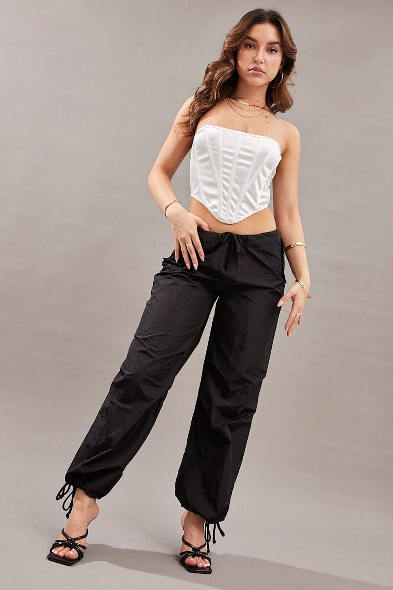 WIDE LEG PANTS Black Utility Relaxed Pant Low Rise for Women by Ally