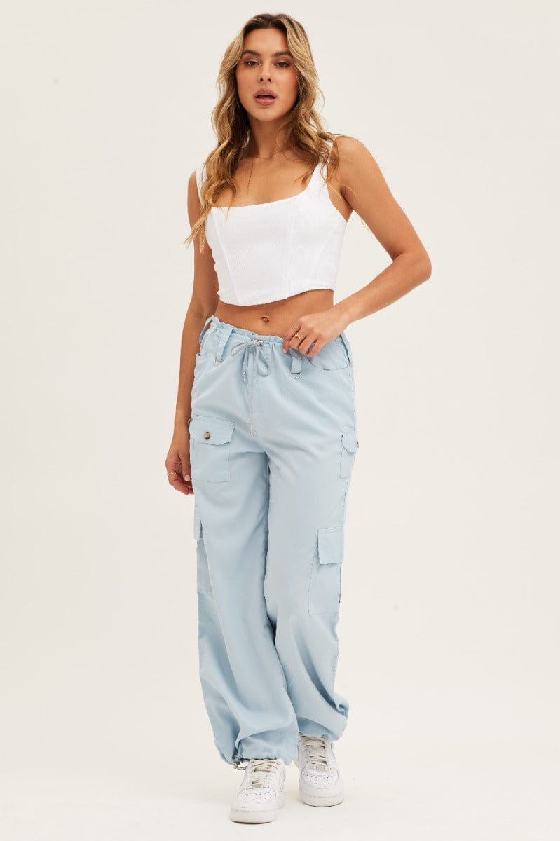 Parachute Pants Baby Blue Cargo Pants Women's Blue Cargo Parachute