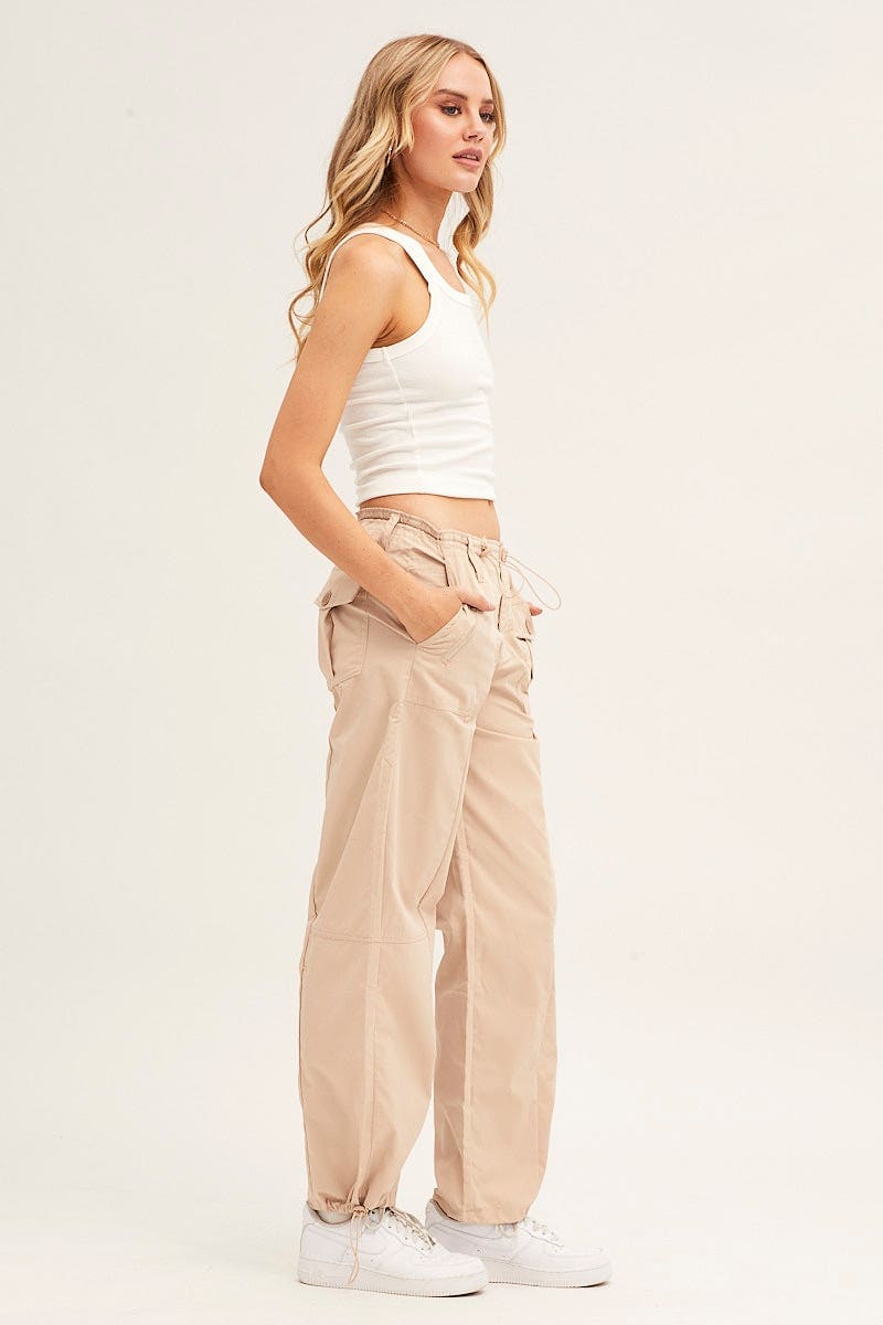 WIDE LEG PANTS Camel Pants Strap Waist Cargo for Women by Ally