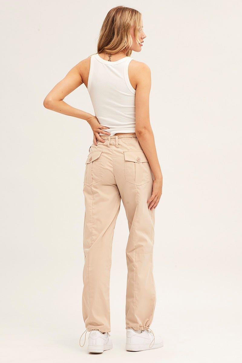 WIDE LEG PANTS Camel Pants Strap Waist Cargo for Women by Ally