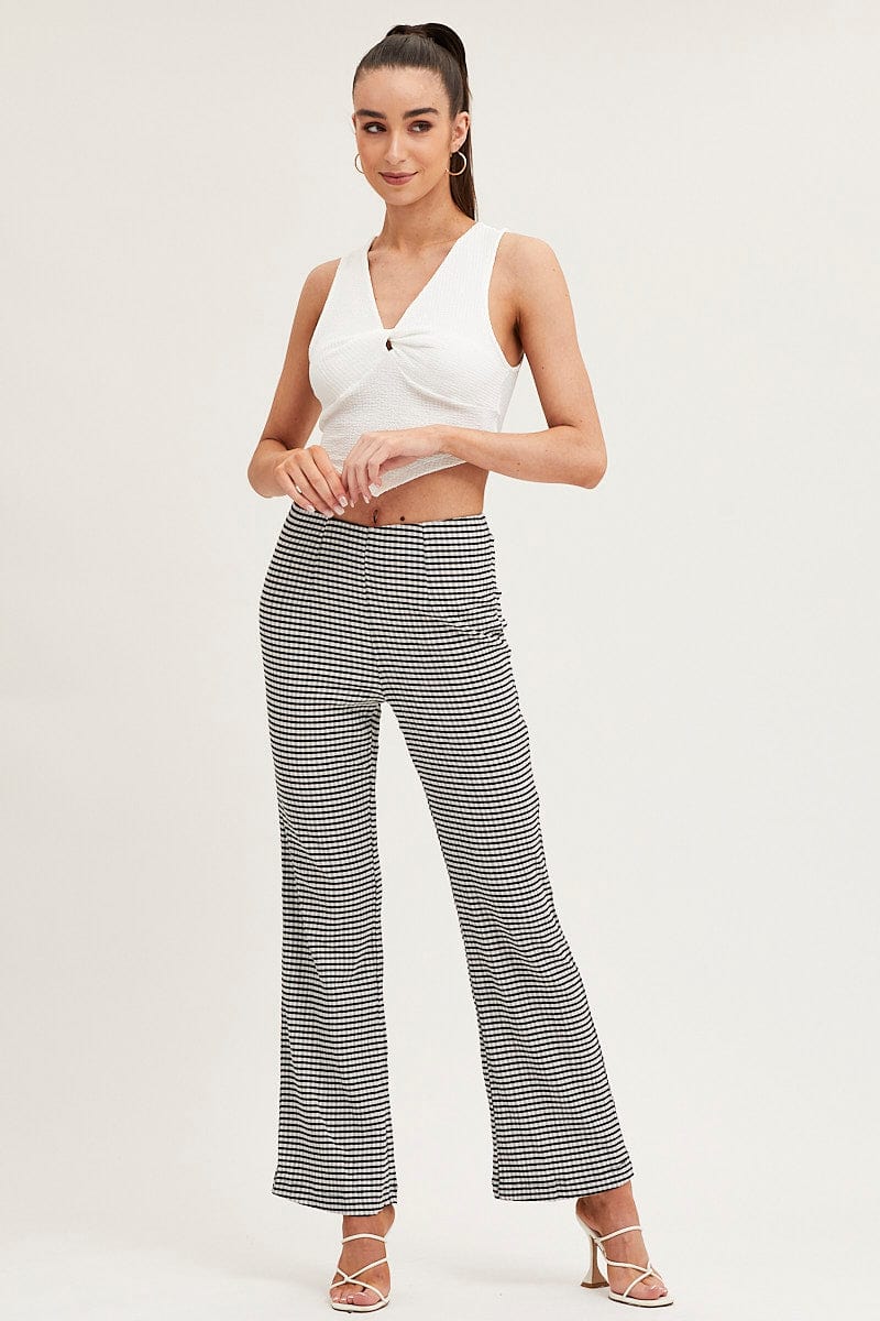 WIDE LEG PANTS Check High Rise Pants Straight Leg for Women by Ally
