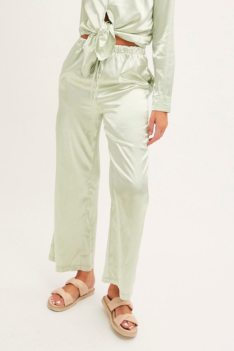 Green Wide Leg Pants | Ally Fashion