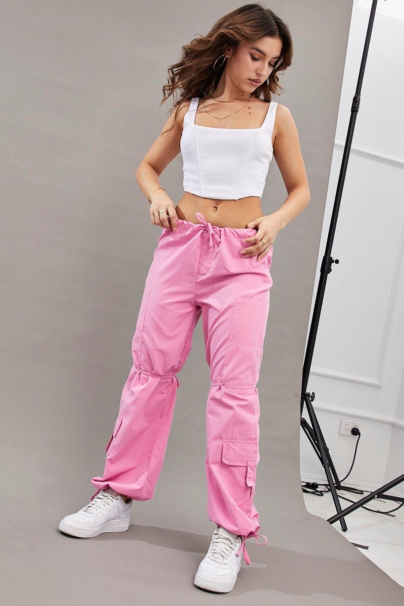 Casual Outfits  Hot Pink Aesthetic Loose Cargo Wide Leg Pants – TGC FASHION