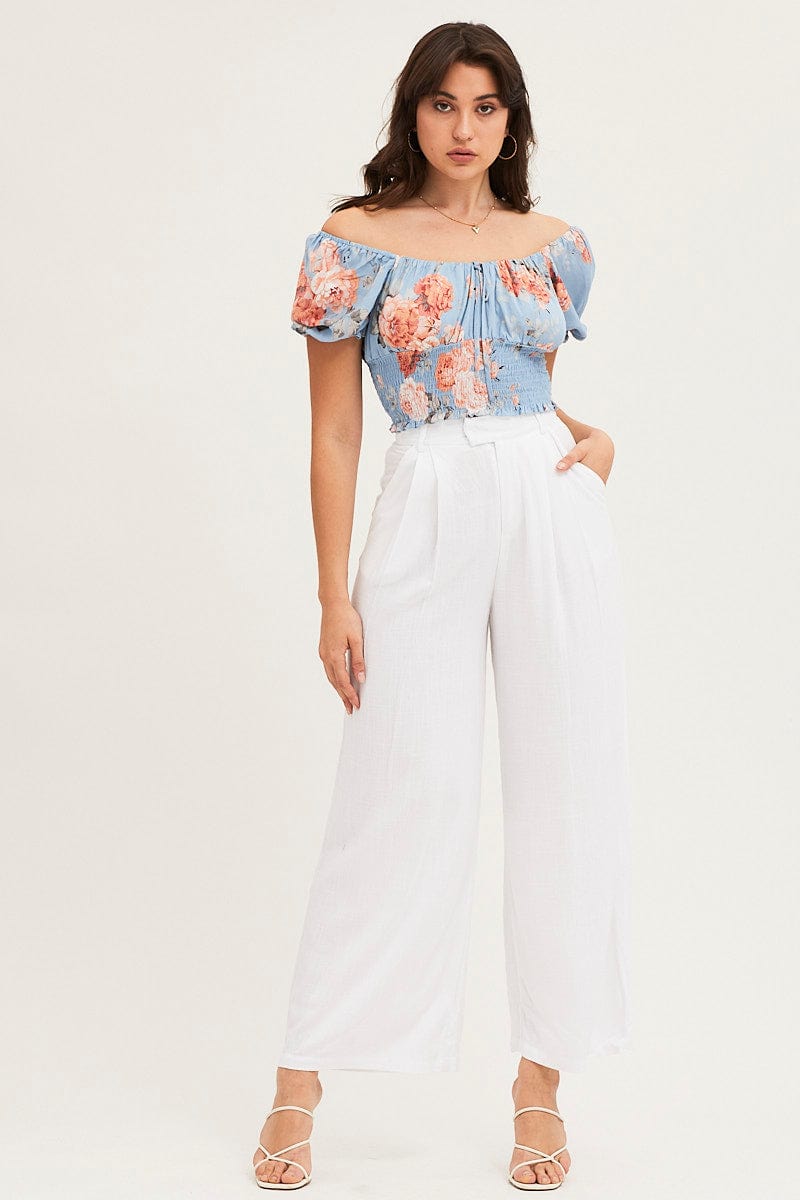 WIDE LEG PANTS White Pants Pleated Wide Leg for Women by Ally