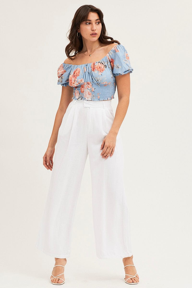 WIDE LEG PANTS White Pants Pleated Wide Leg for Women by Ally