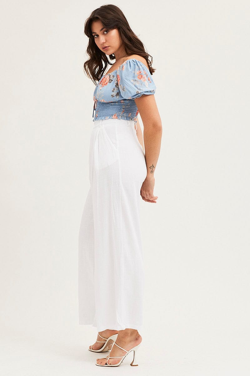 WIDE LEG PANTS White Pants Pleated Wide Leg for Women by Ally