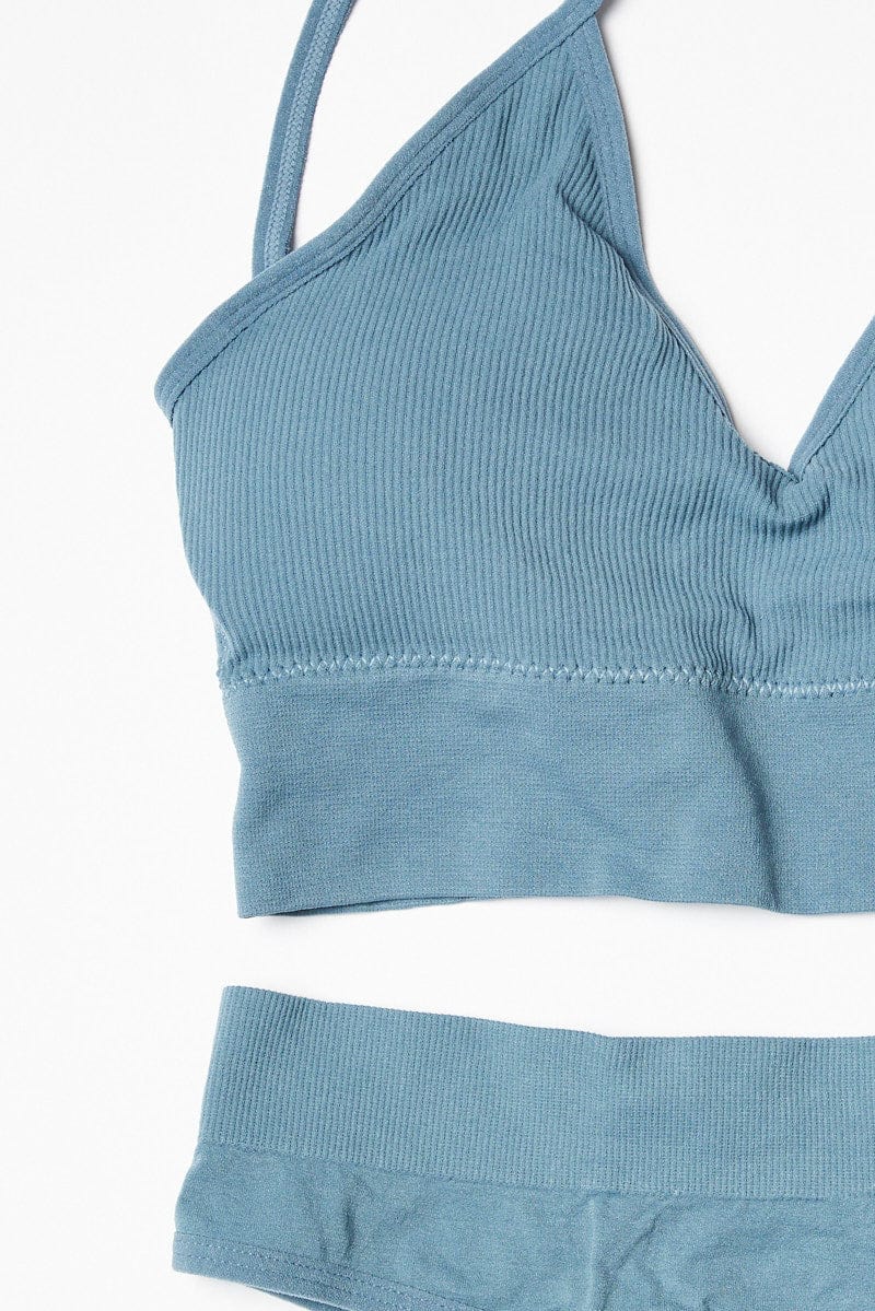 Blue Seamless Lingerie Set for Ally Fashion