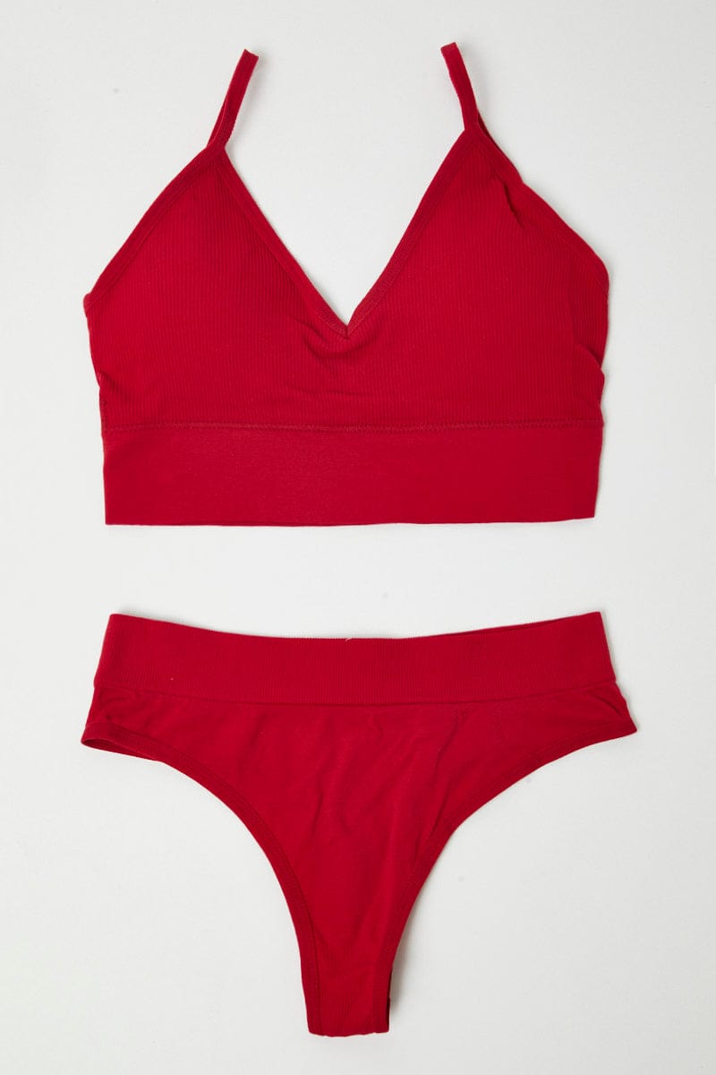 Red Seamless Lingerie Set for Ally Fashion